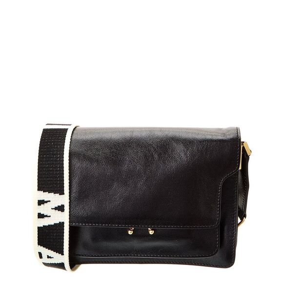 Marni Trunk Medium Leather Shoulder Bag, Black - Picture 1 of 4